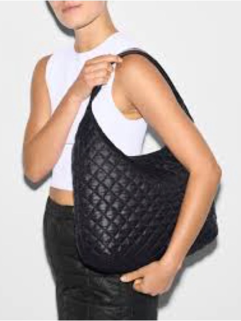 MZ WALLACE Large Metro Shoulder Quilted Black Shoulder Hobo Quilted Bag 232 - Picture 1 of 17